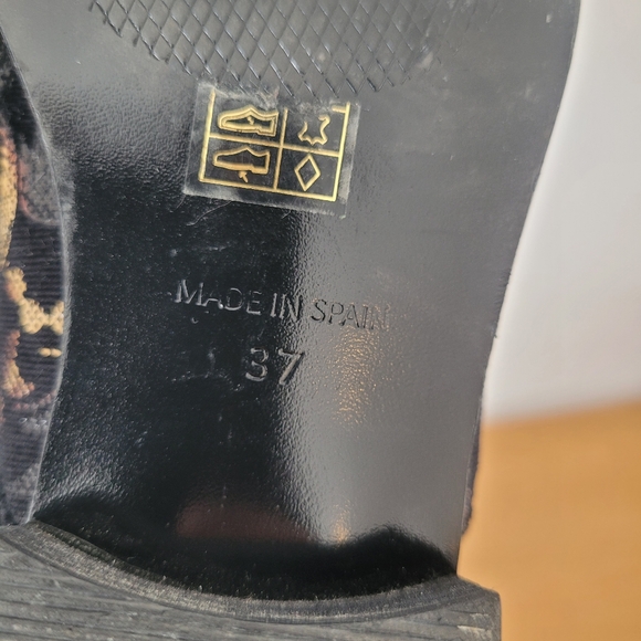 L'INTERVALLE Floral Loafers Oxford Shoes Size 37 US 6.5 Jacquard Black Velvet - Picture 8 of 9